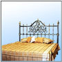 A concept in "Crown" type beds. Light alloy; hand crafted twin faced crown with diamond front facsimile and a lot of satin finished brass. The rough textured wrought cross elements to enhance the effect of the finely finished crown and brass. A genuine piece for most tastes. Sizes:  W : 6'  H : 5'  WT : 70 lbs (Bed Head)