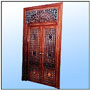 A representative piece from the "Decora Plus" range of double sandwich doors. In this range the inlays are generally metallic Moroccan repeats. This entire range is totally hand crafted in all details. The inlays are embedded in metallic inner structures and then timber clad. These doors have been used in large projects with spectacular results.
